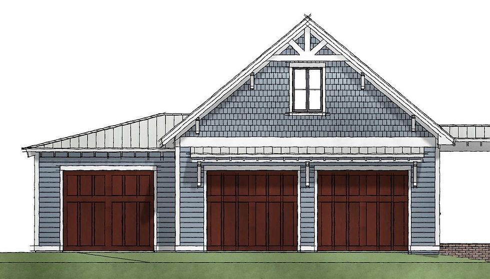 Thumbnail: craftsman coastal home with rear view floor plan and large kitchen with vaulted ceilings and open living. Detached Garage with apartment.