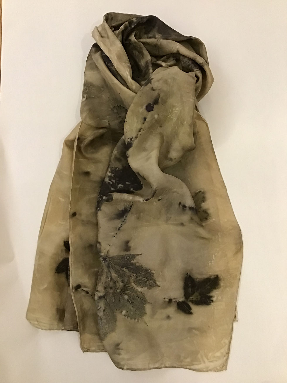Eco Dyed Silk Scarf - Indigo and Oak Leaves