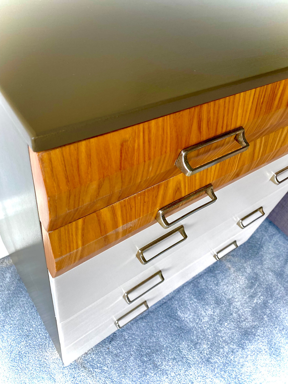 Thumbnail: Brown, Cream and Wood Effect 5 Drawer Chest