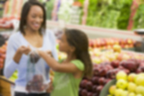 child shopping with mother