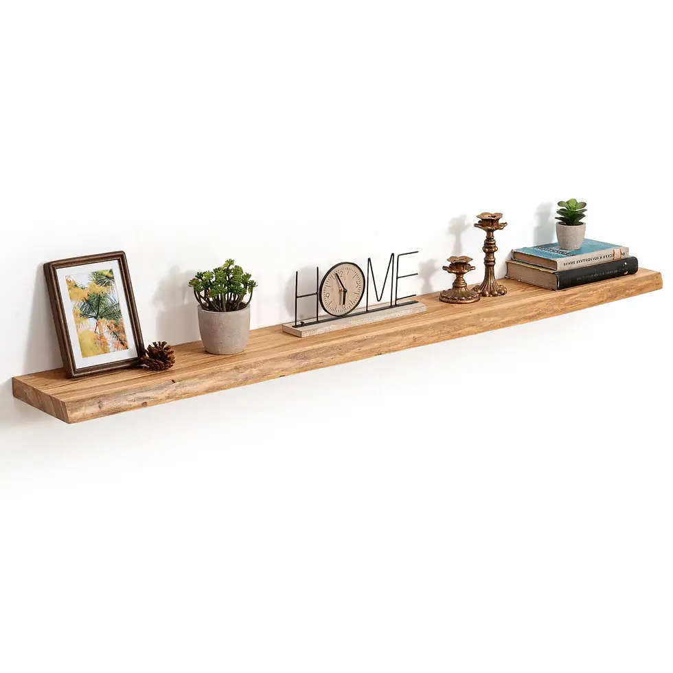 Thumbnail: 8'' Deep Live Edge Solid Elm Floating Shelf 