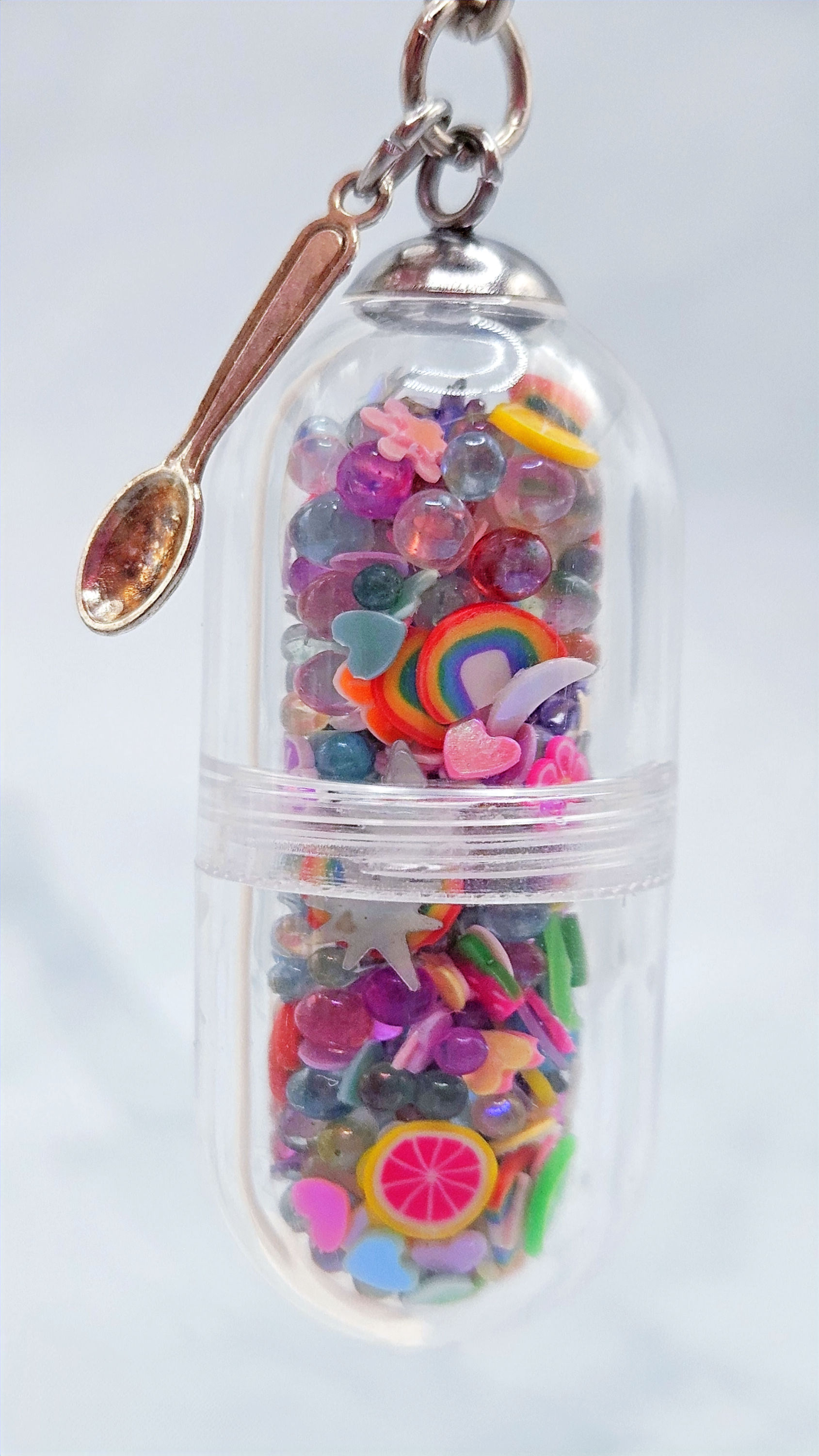 Rainbow Pill Shaker Keyring