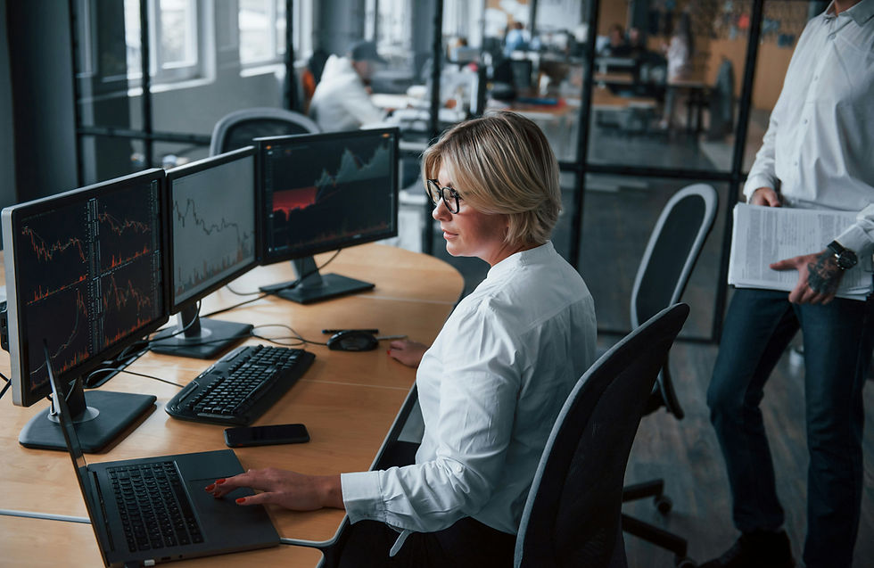 A woman working at her desk