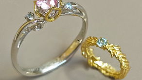 3月のお誕生石アクアマリンでおそろいリング 