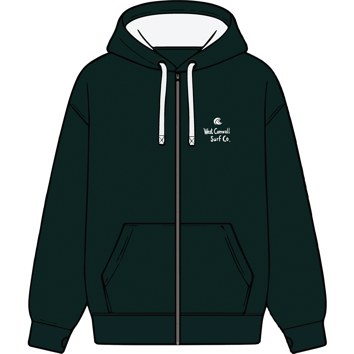 Bottle Green Sand Logo Zipped Custom Hoody