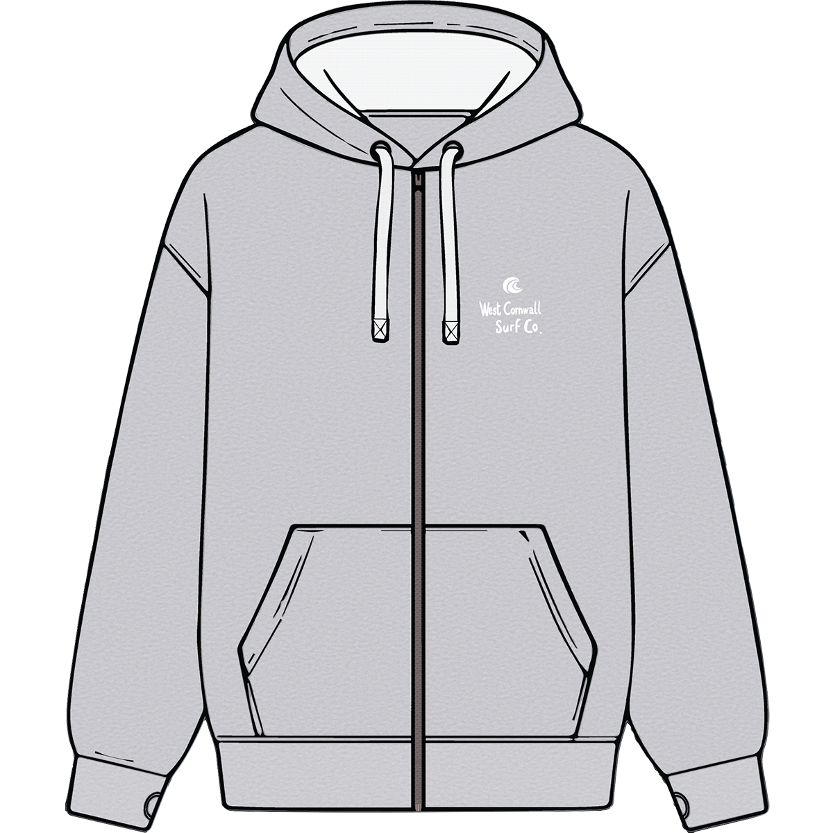 Grey Melange Sand Logo Zipped Custom Hoody