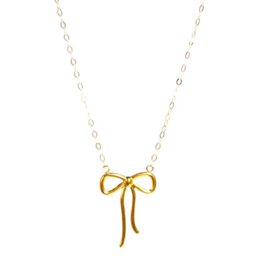 18k Saudi Gold Mini Ribbon Necklace - SKUMA3026NEC