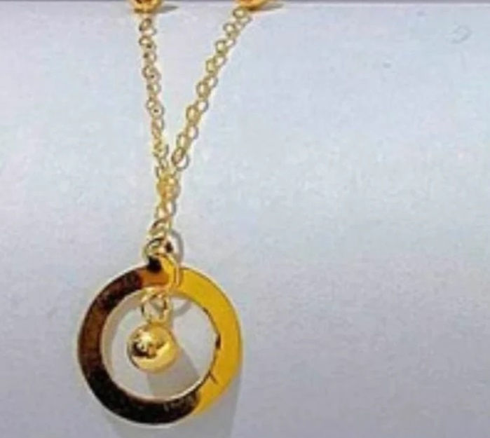 Round Ball Station Necklace 18k Saudi Gold
