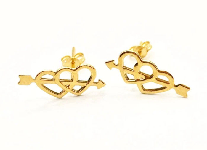 18k Saudi Gold Mini Cupid Earring - SKU-Y2USUWMQ