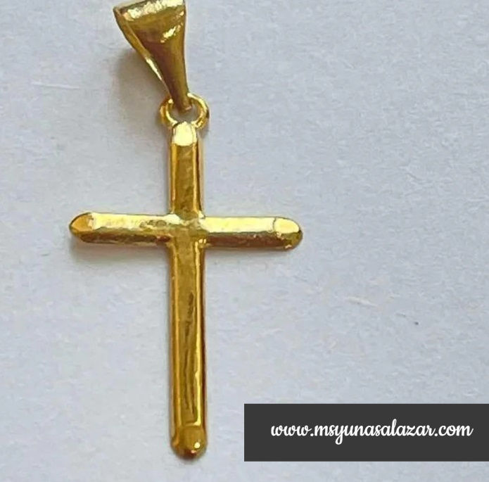 18k Saudi Gold Big Mini Plain Cross Solid Pawnable - SKU-EE8YREOQ