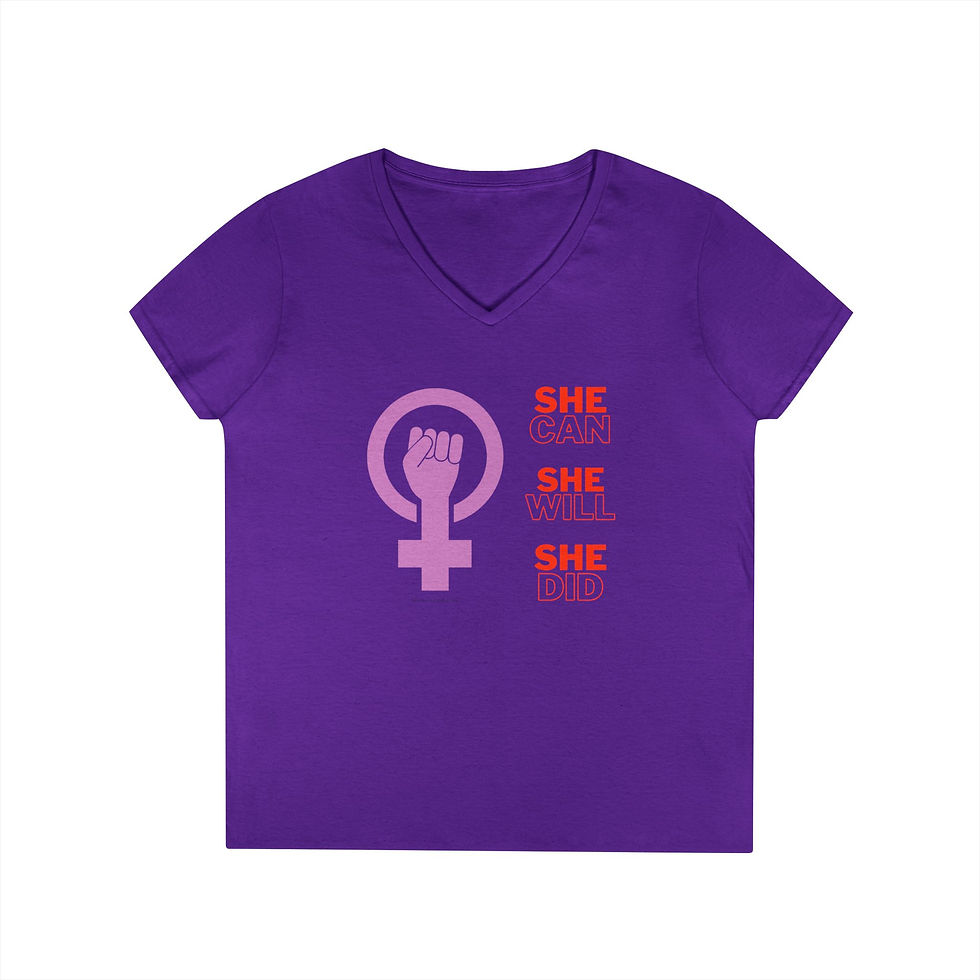 Thumbnail: V-Neck T-Shirt She Can, She Will, She Did