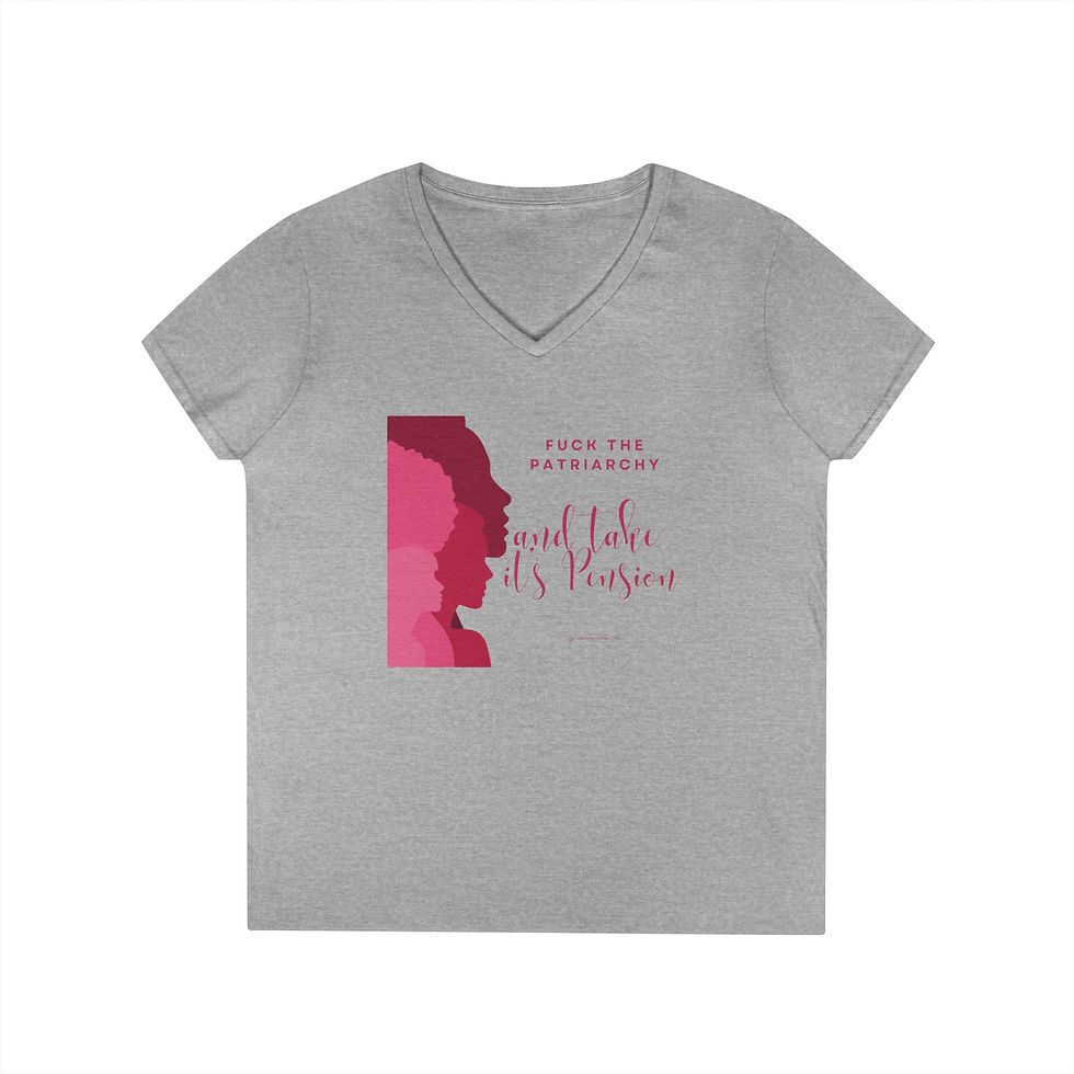 Thumbnail: Ladies' V-Neck T-Shirt - 'Fuck the Patriarchy & take it's Pension'