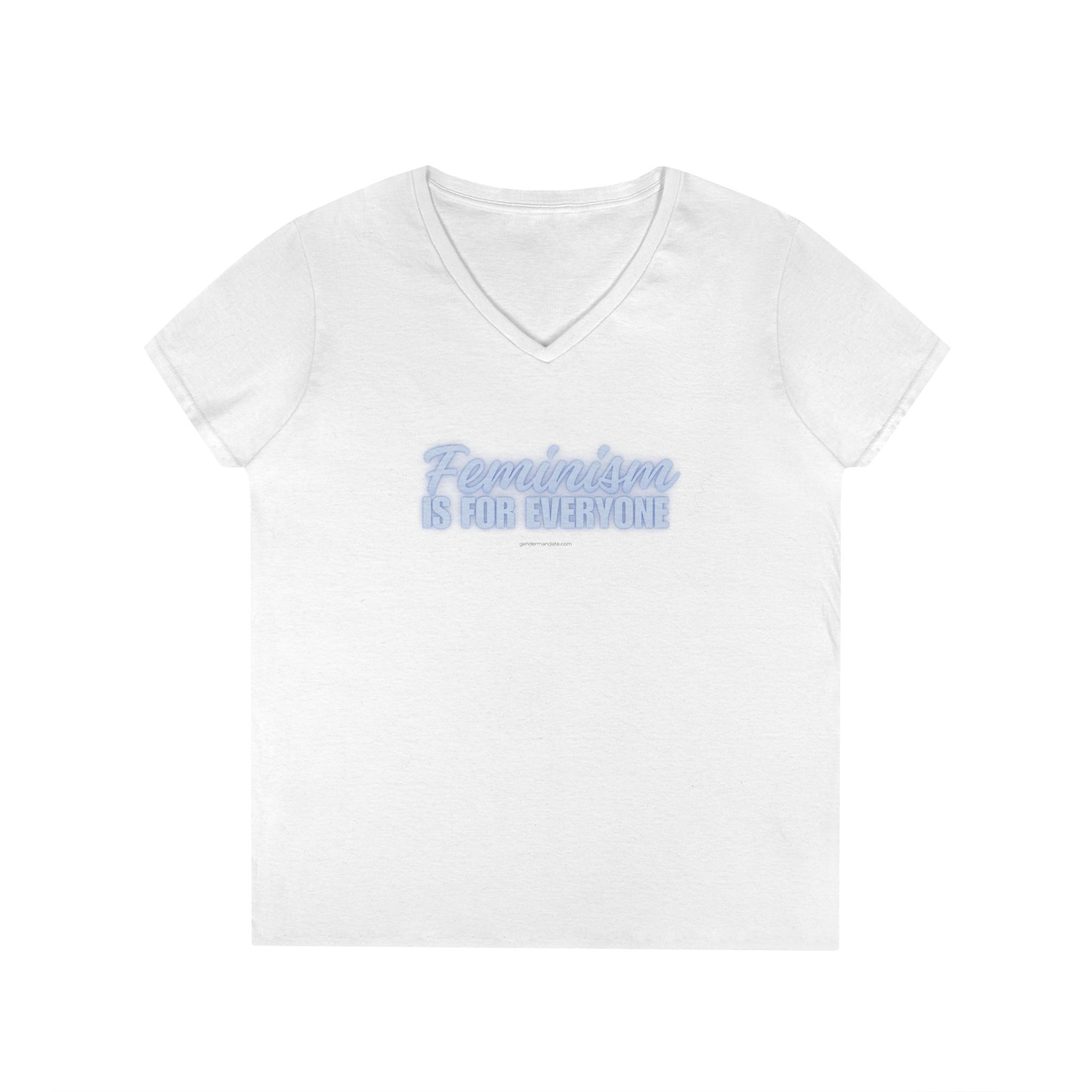 V-Neck T-Shirt Feminism is for Everyone Blue