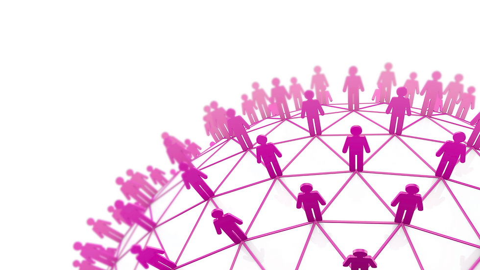 People linked on a circle representing the worldglobe