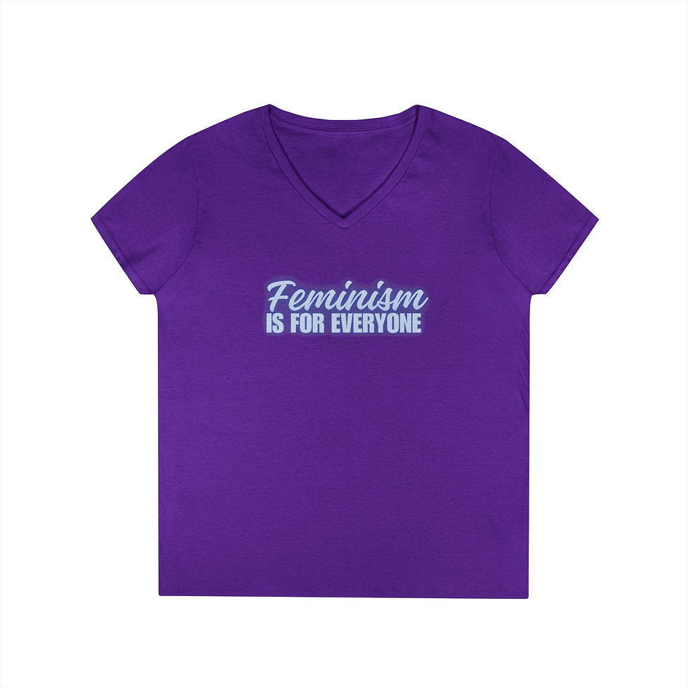 Thumbnail: V-Neck T-Shirt Feminism is for Everyone Blue