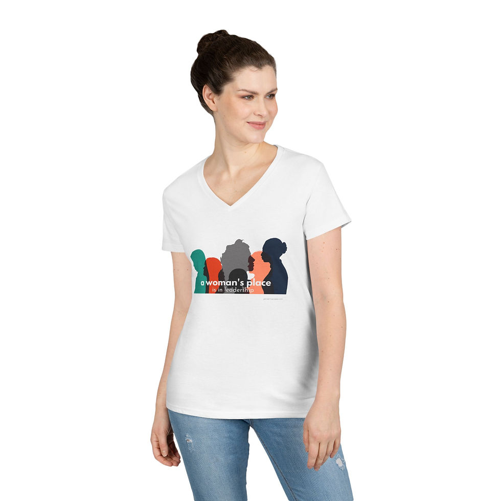 Thumbnail: Women's V-Neck T-Shirt - 'A Woman's Place is in Leadership' 