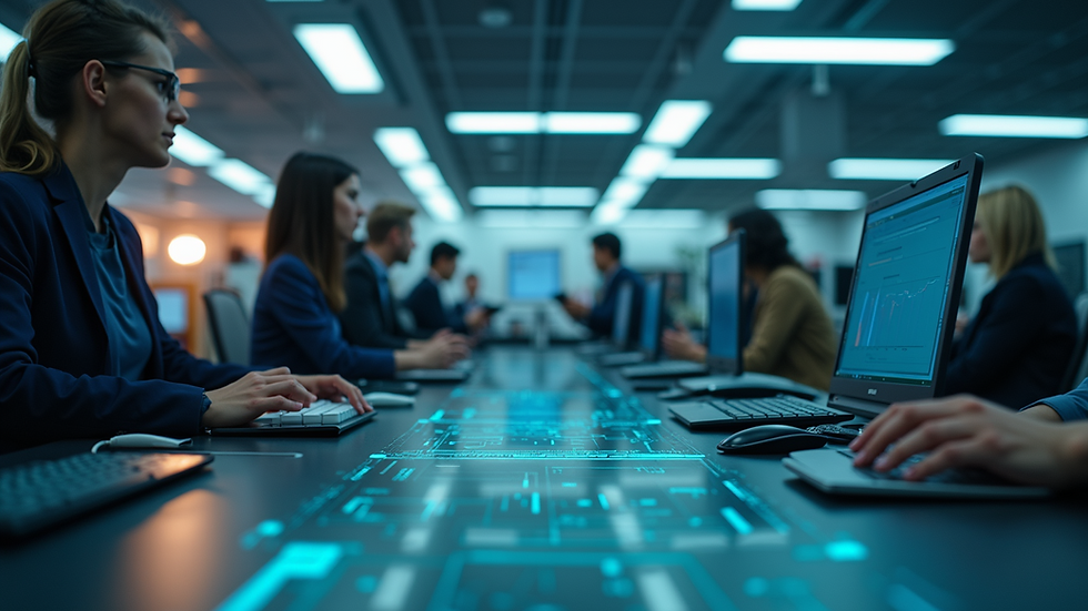 Eye-level view of a high-tech workspace