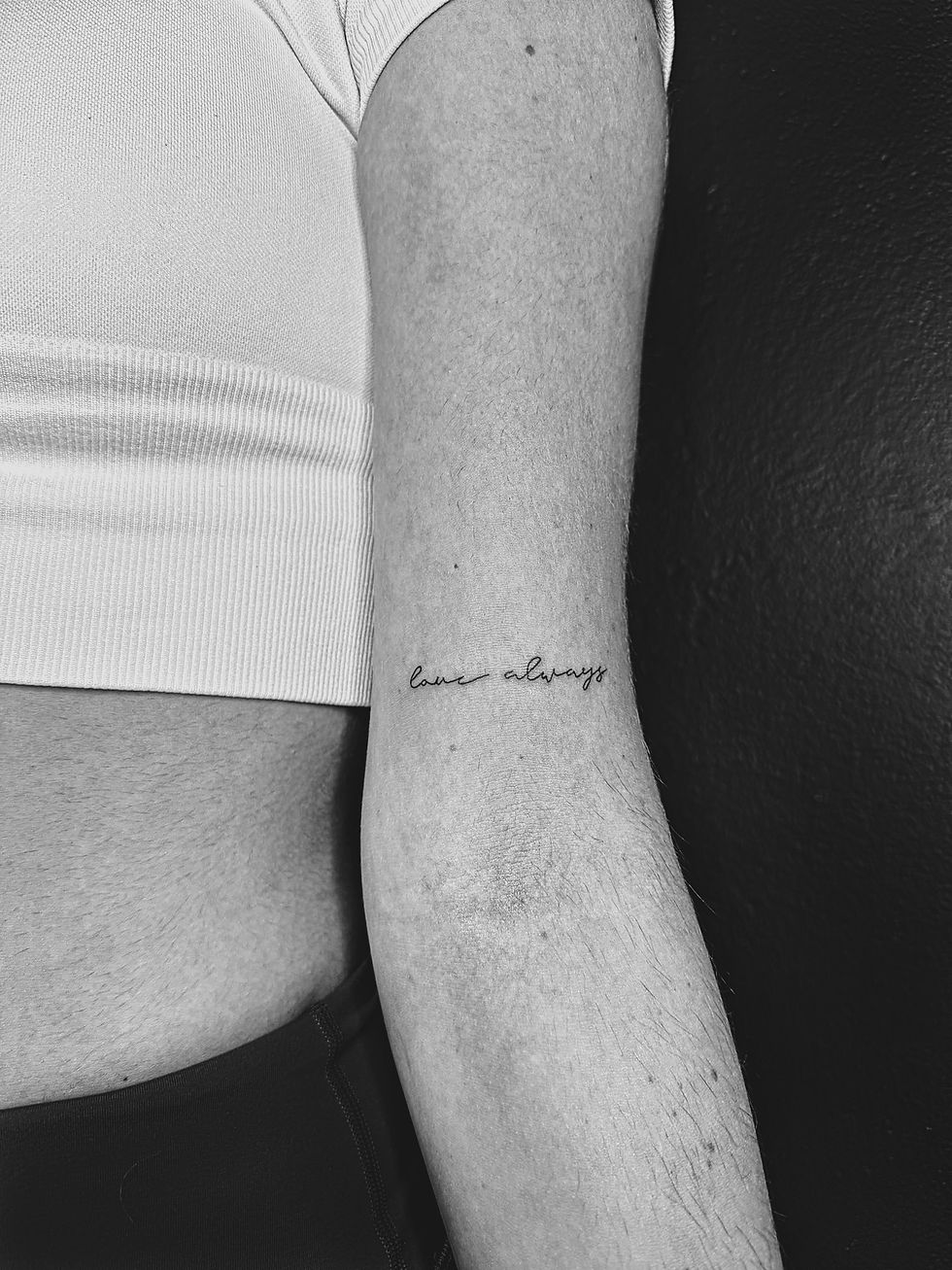 Dainty Script Tattoo by Moe