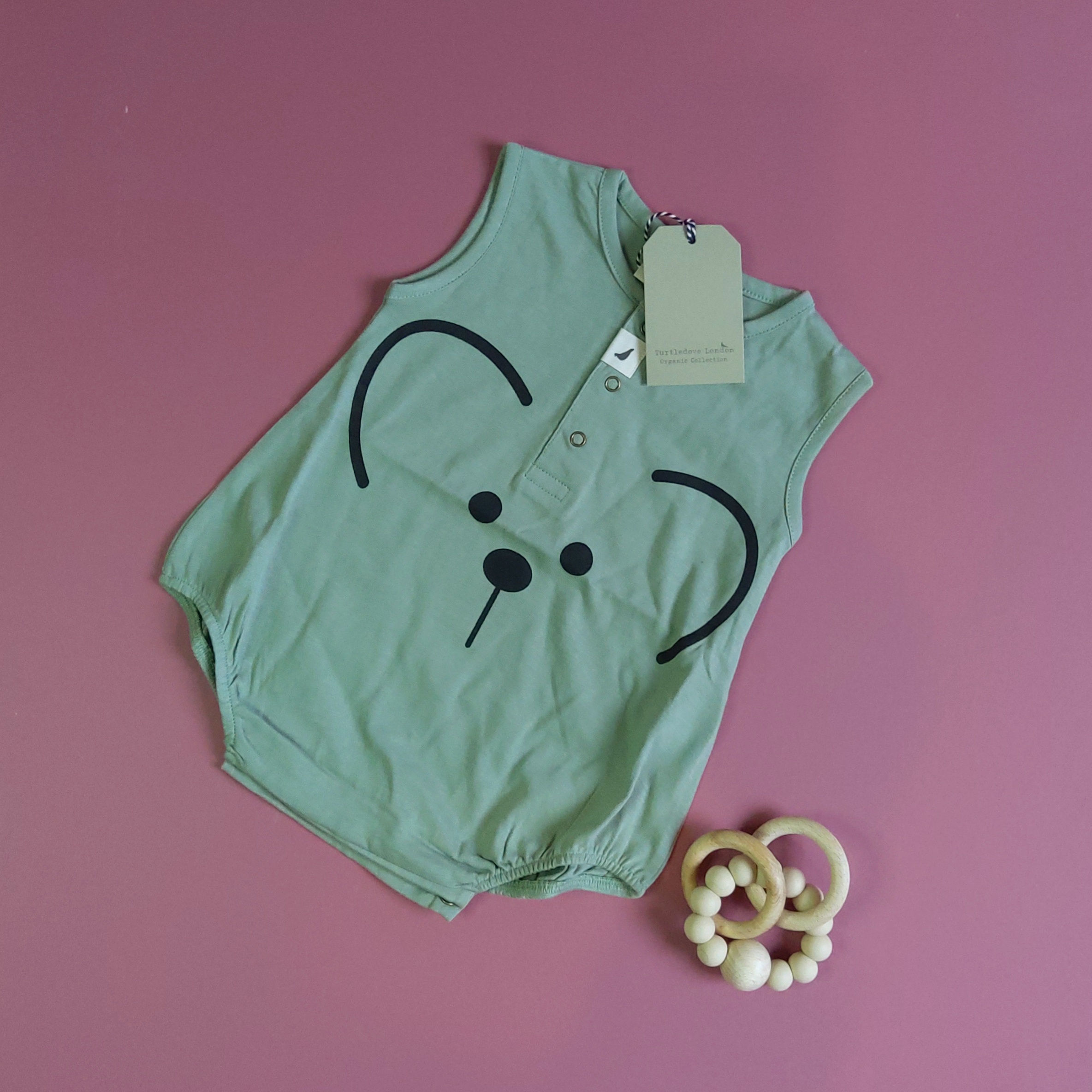 Turtledove  Organic Cotton Olive Green Cub  Unisex Romper