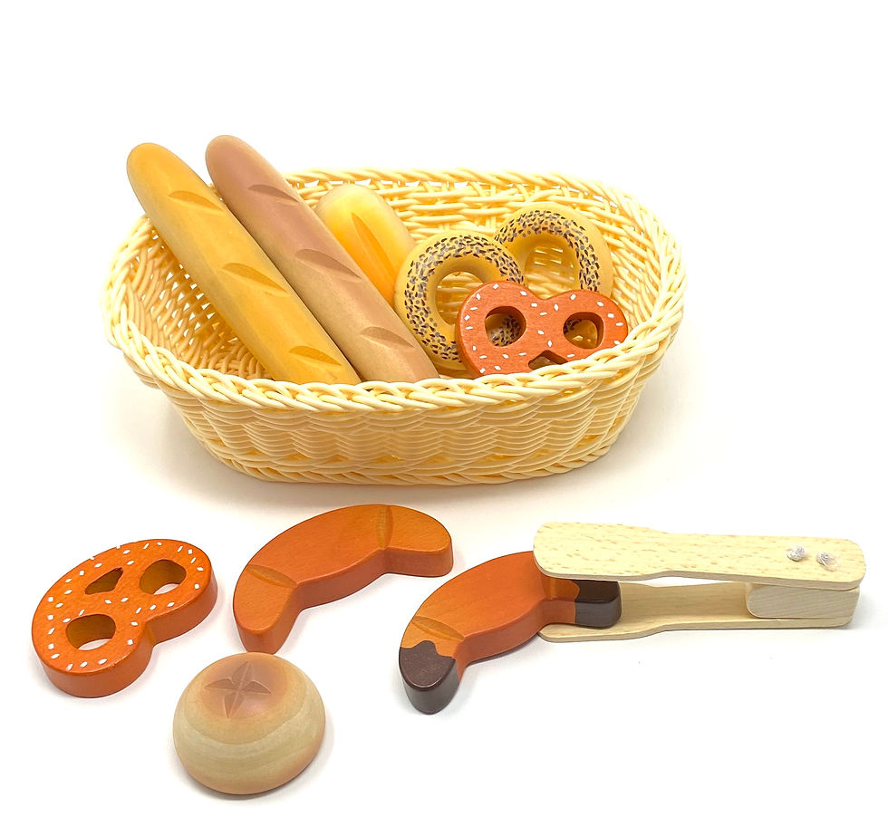 Childrens Bread Basket Set for pretend play accessories