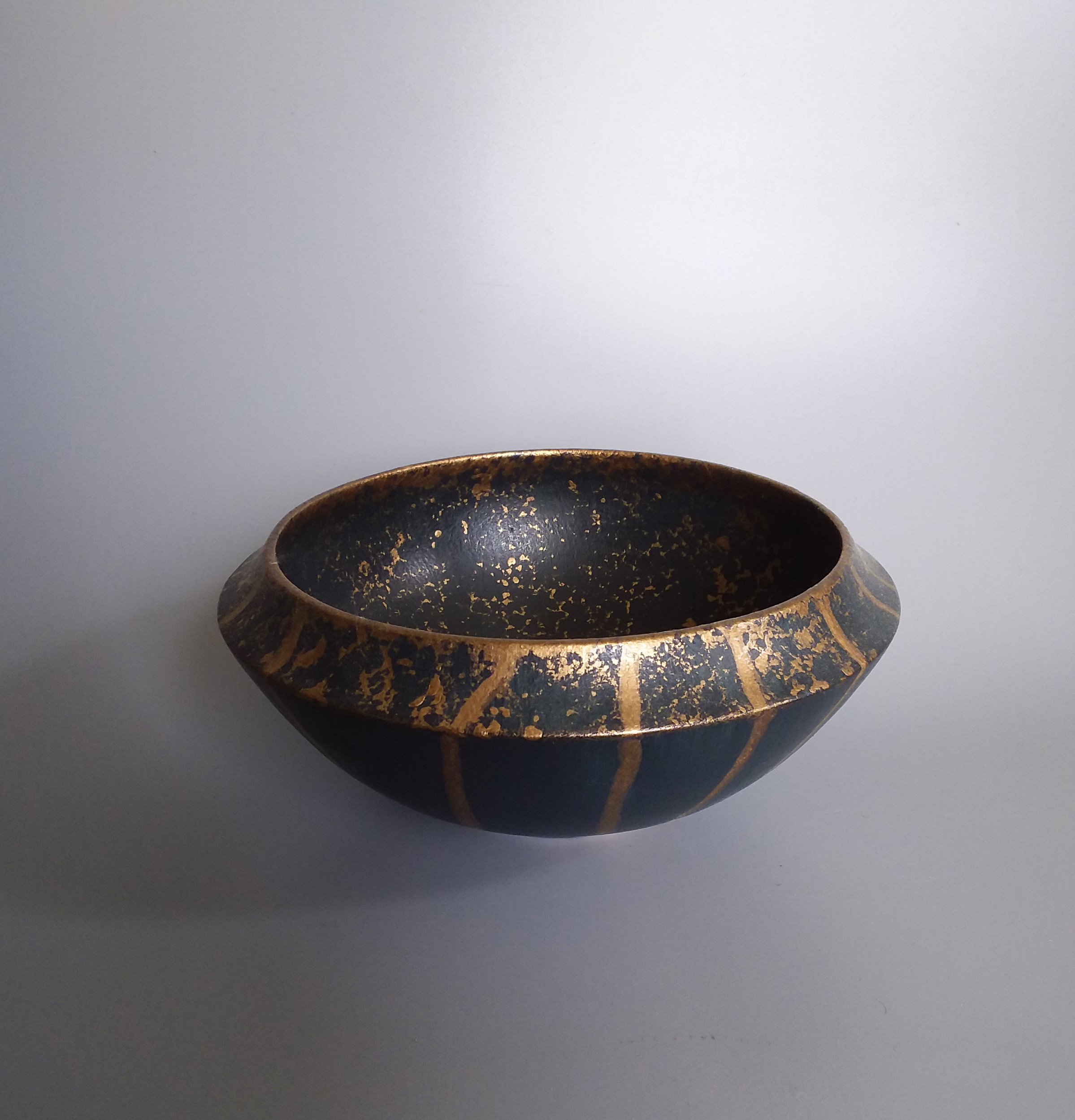 Blue Black Dipped Gold Bowl