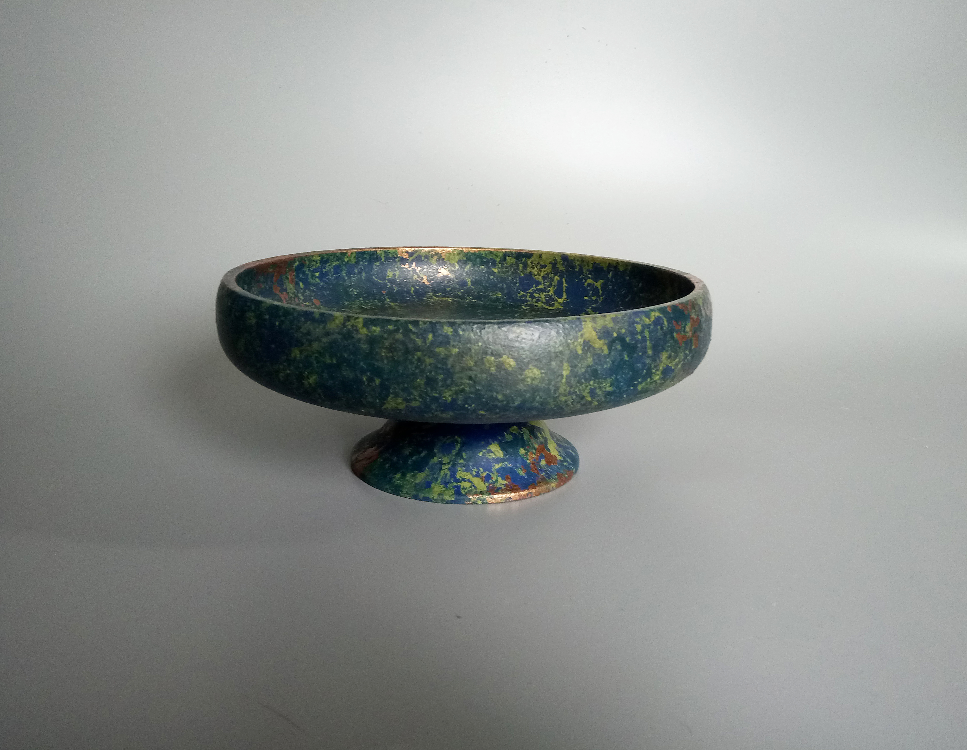 Deep Blue & Green Pedestal Bowl