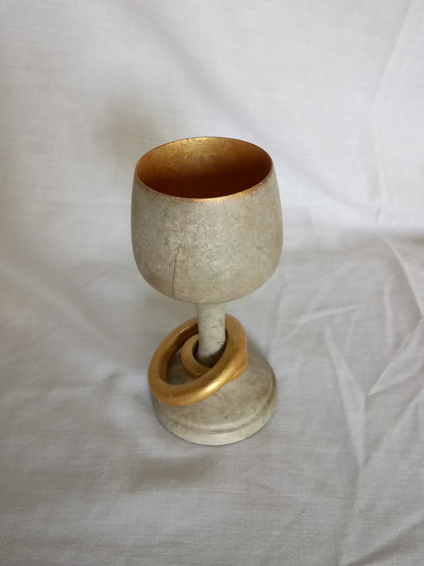 Stone Effect Goblet with Gold Rings