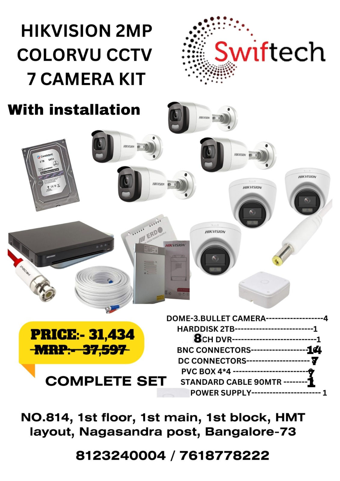 HIKVISION 2MP Colorvu 7 Camera Complete kit