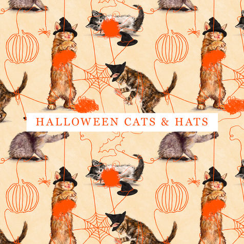 halloween cats and hats surface pattern collection by Cherith Harrison Designs