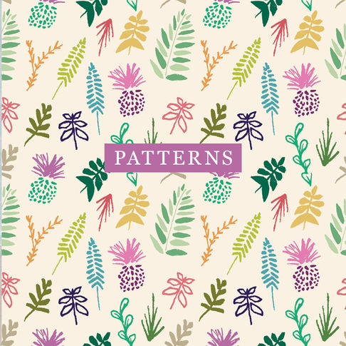 pattern of wild illustrative plants and Scottish thistles
