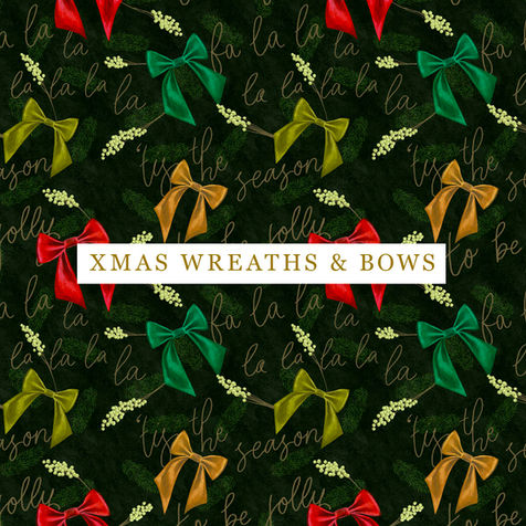 Christmas Wreaths and Bows surface pattern collection by Cherith Harrison Designs