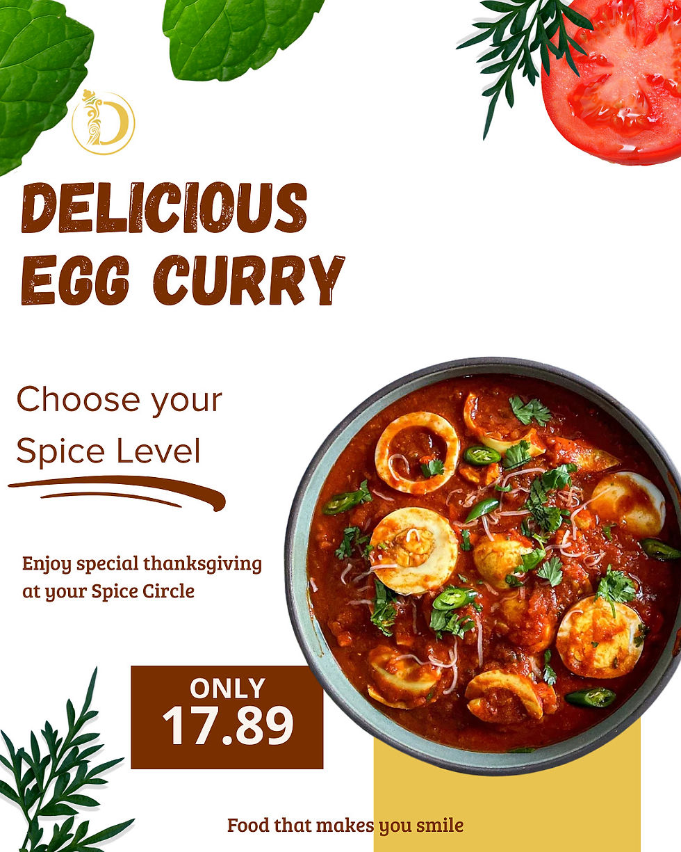 Spice Circle Delicious Egg Curry Thanksgiving special – East Indian Restaurant Winnipeg deal for $17.89.