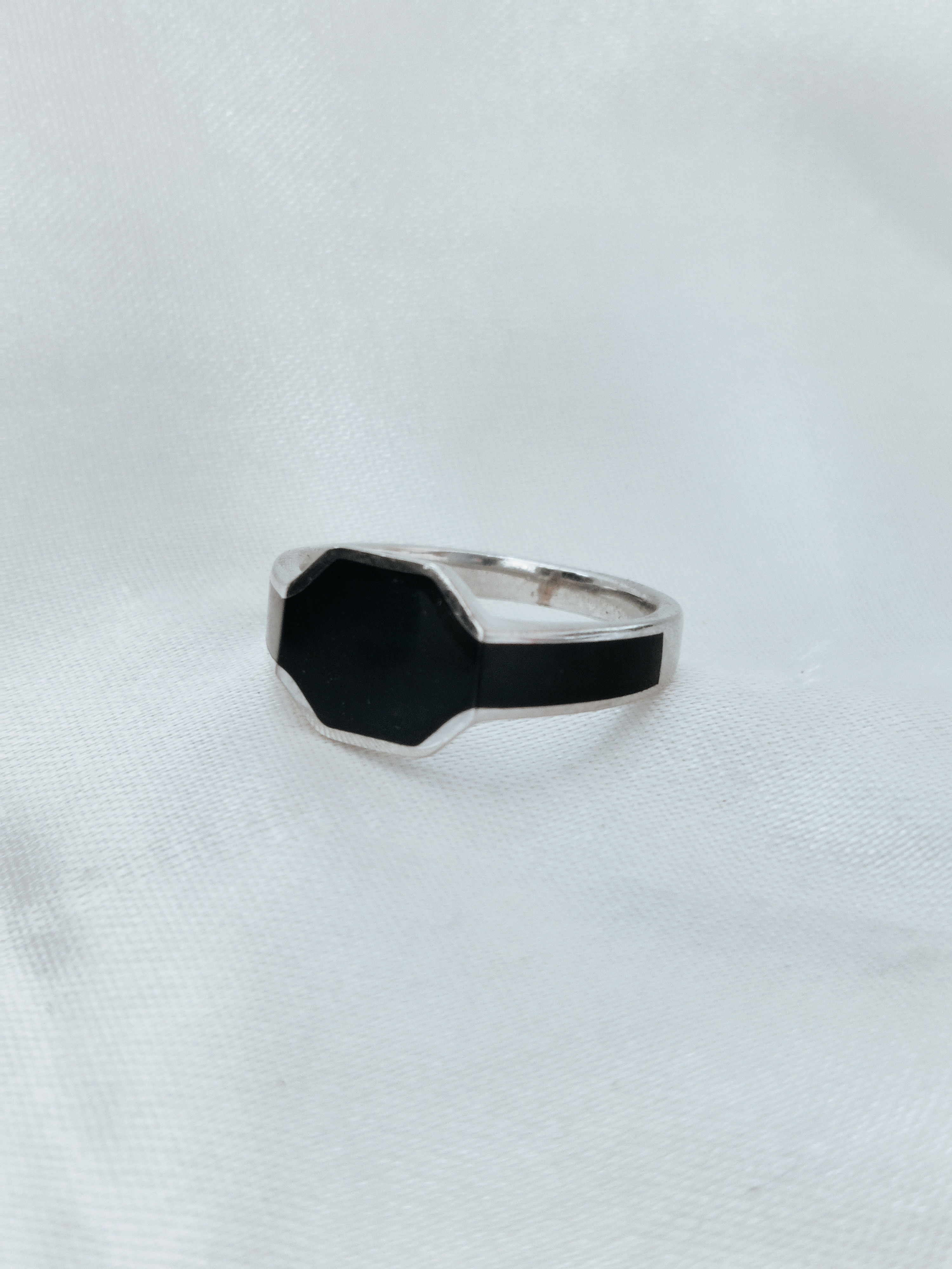 Black Rhodium finished Octagon Ring