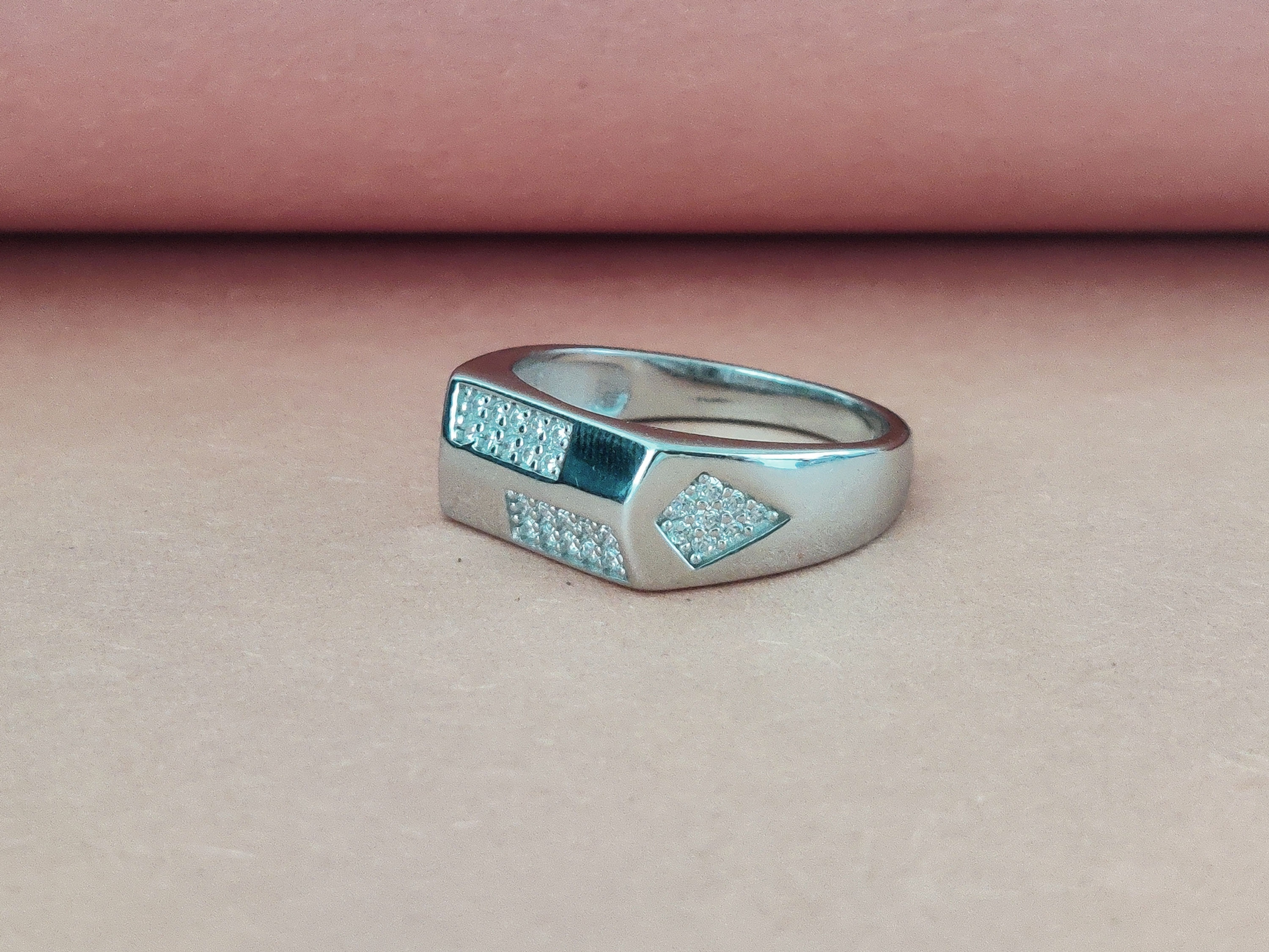 Two of the segments are densely packed with shimmering micro-crystals