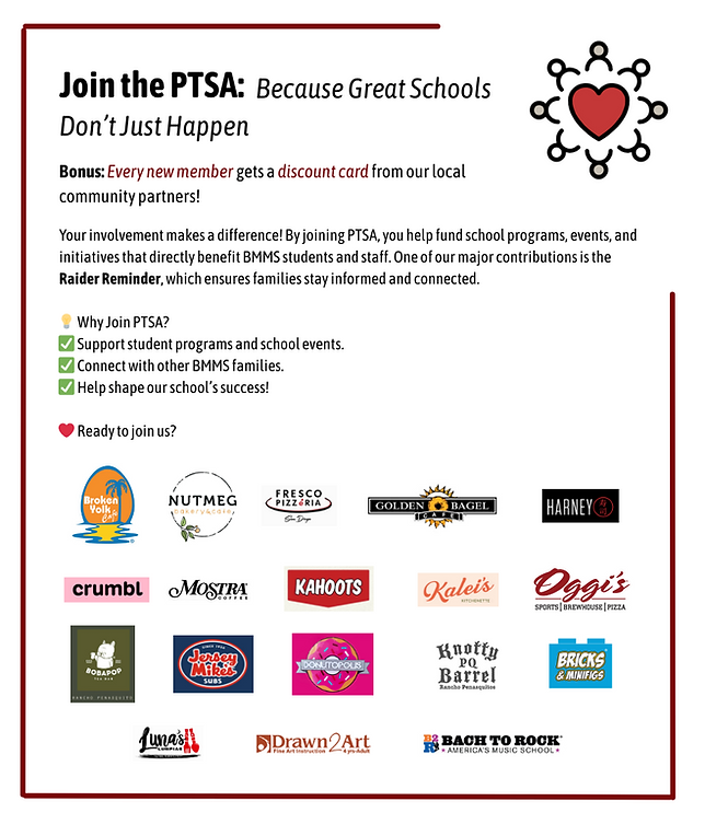 BMMS PTSA - Membership drive - Full list of local community partners