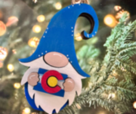 Colorado wooden gnome ornament