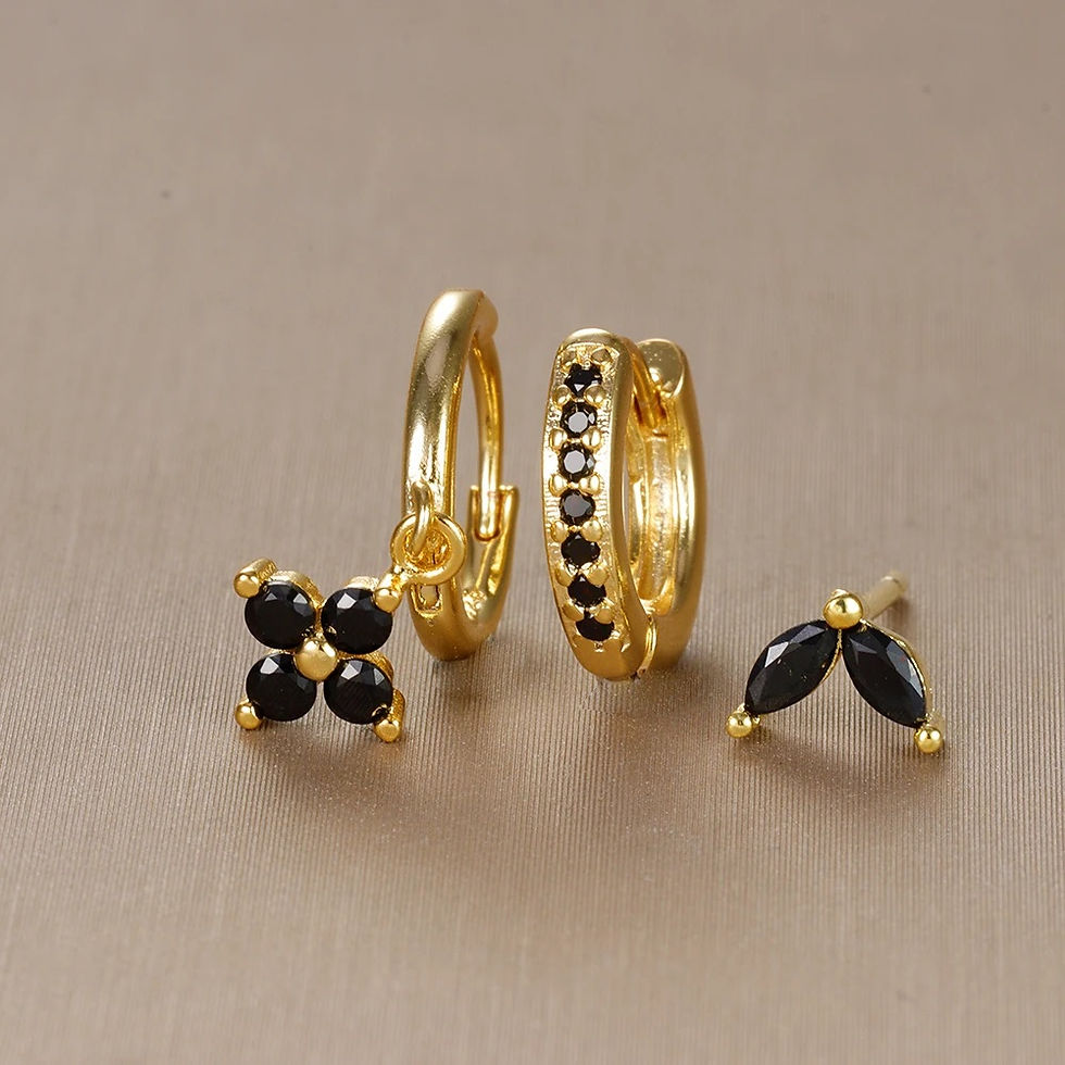 Thumbnail: Multi-Colour Ear Stack Set – Set of 3 Crystal Hoop Earrings in Vibrant Shades