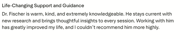 Patient Review on Trust Pilot of Dr Bruce A Fischer MD