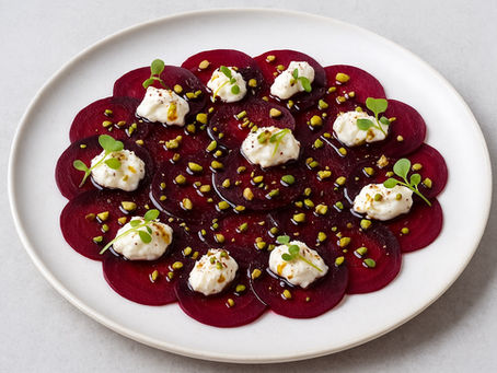 Beetroot Carpaccio with Whipped Goat’s Cheese & Pistachio