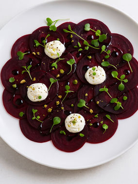 Beetroot Carpaccio with Whipped Goat’s Cheese & Pistachio