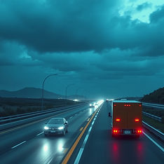 futuristic long distance delivery on the highway