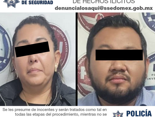 Detienen a pareja por probable extorsión