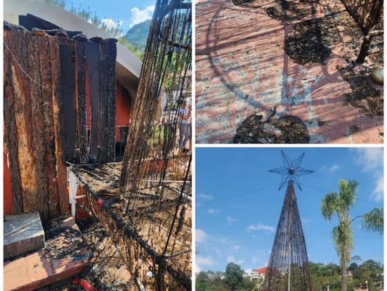 Amanece quemado árbol navideño en Temascaltepec