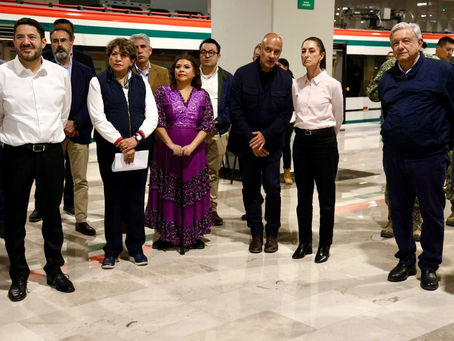 Supervisan obras de movilidad en Edoméx AMLO, Claudia Sheinbaum y Delfina Gómez