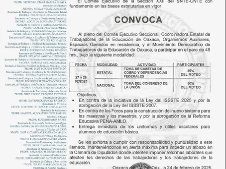SNTE hará paros en próximos días, protesta contra la iniciativa de la Ley ISSSTE 2025 entre otros