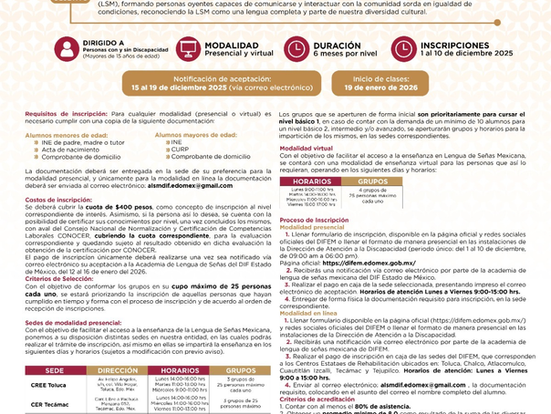 ¿Te interesa aprender Lengua de Señas Mexicana? Inscríbete a los cursos, aquí las bases