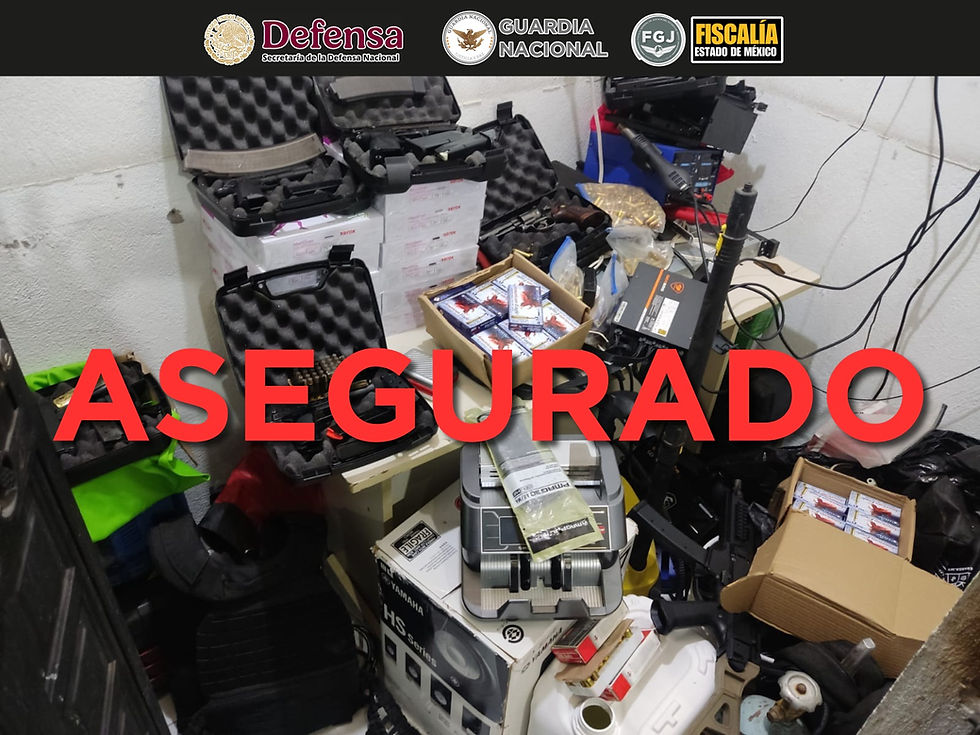 Aprehenden en Tecámac a seis hombres y tres mujeres por acopio de armas y presunta extorsión