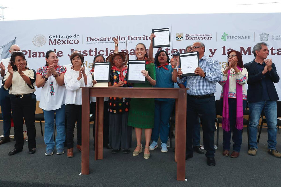 Sheinbaum promete nunca más represión en Atenco y restituye tierras a los ejidatarios