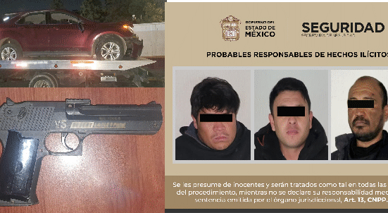 Detienen a tres personas posibles responsables de robo de vehículo con violencia en Jiquipilco