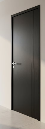Puerta placa blanca con grabado para interiores modernos.